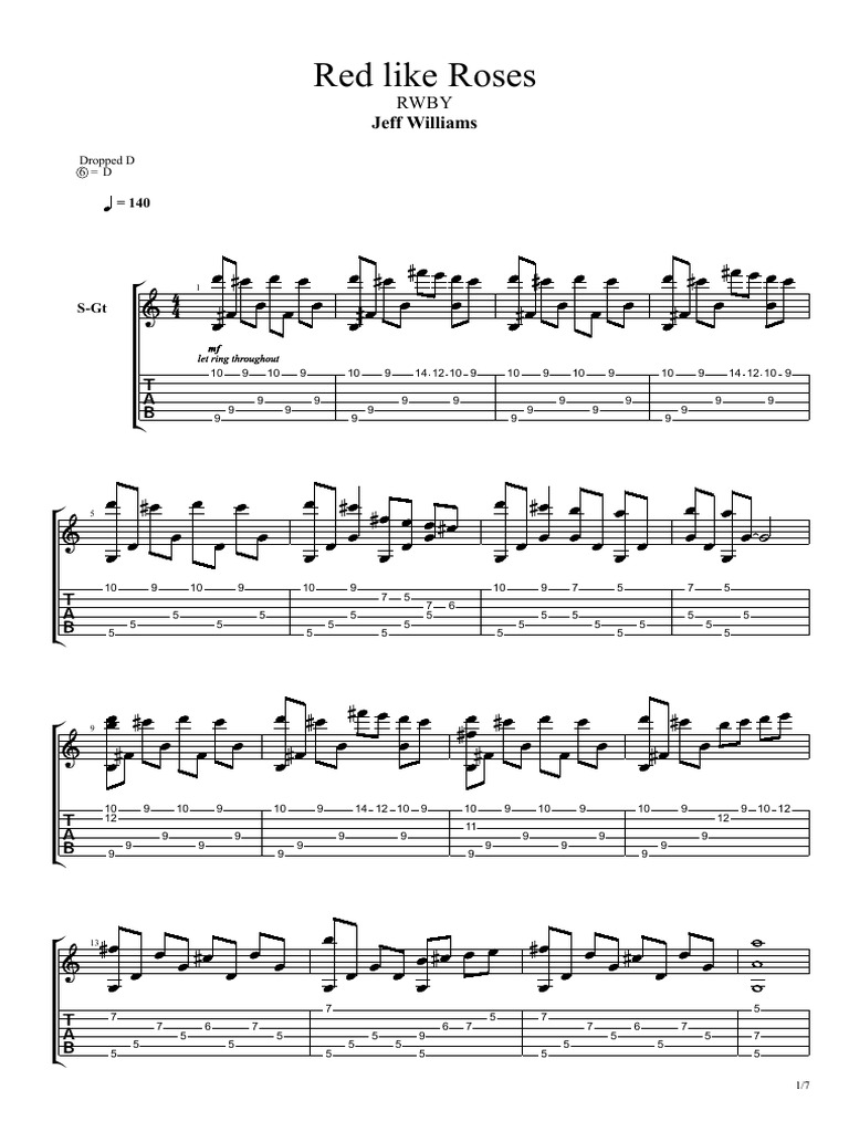 Red Like Roses: RWBY Guitar Tabs | PDF