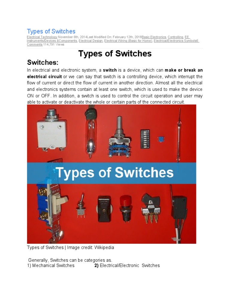 Types of Switches PDF Switch Field Effect Transistor