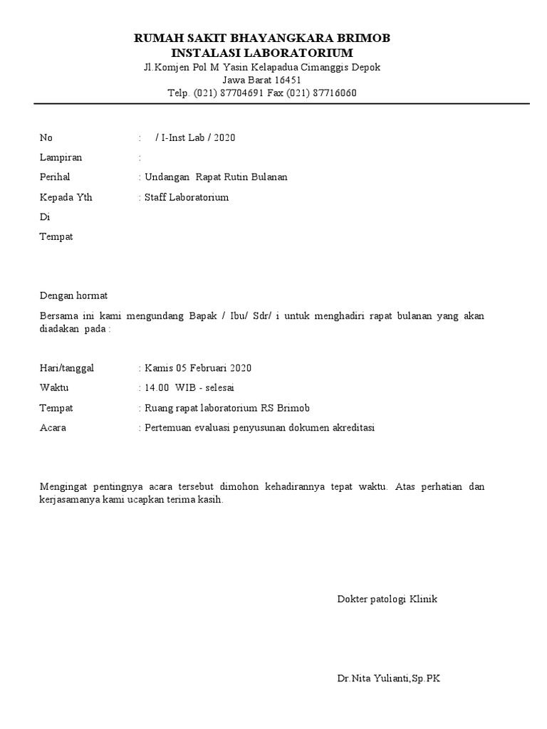 Contoh Undangan Rapat | PDF