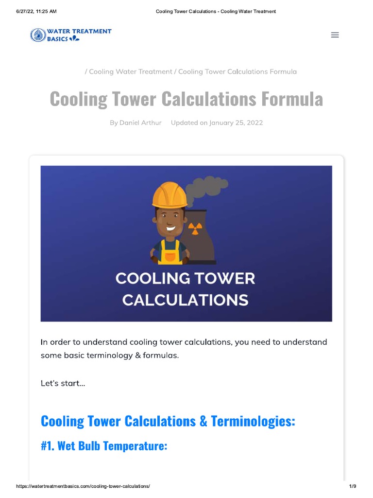 Cooling Tower Calculations Cooling Water Treatment PDF