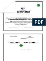 Certificado Admissional Treinamento
