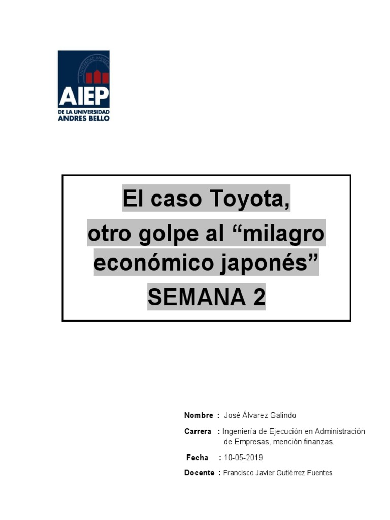 Caso Toyota Pdf Toyota Microeconomía