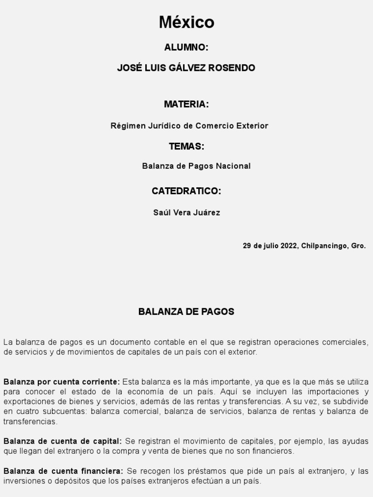 Balanza de Pagos en México 2022 | PDF
