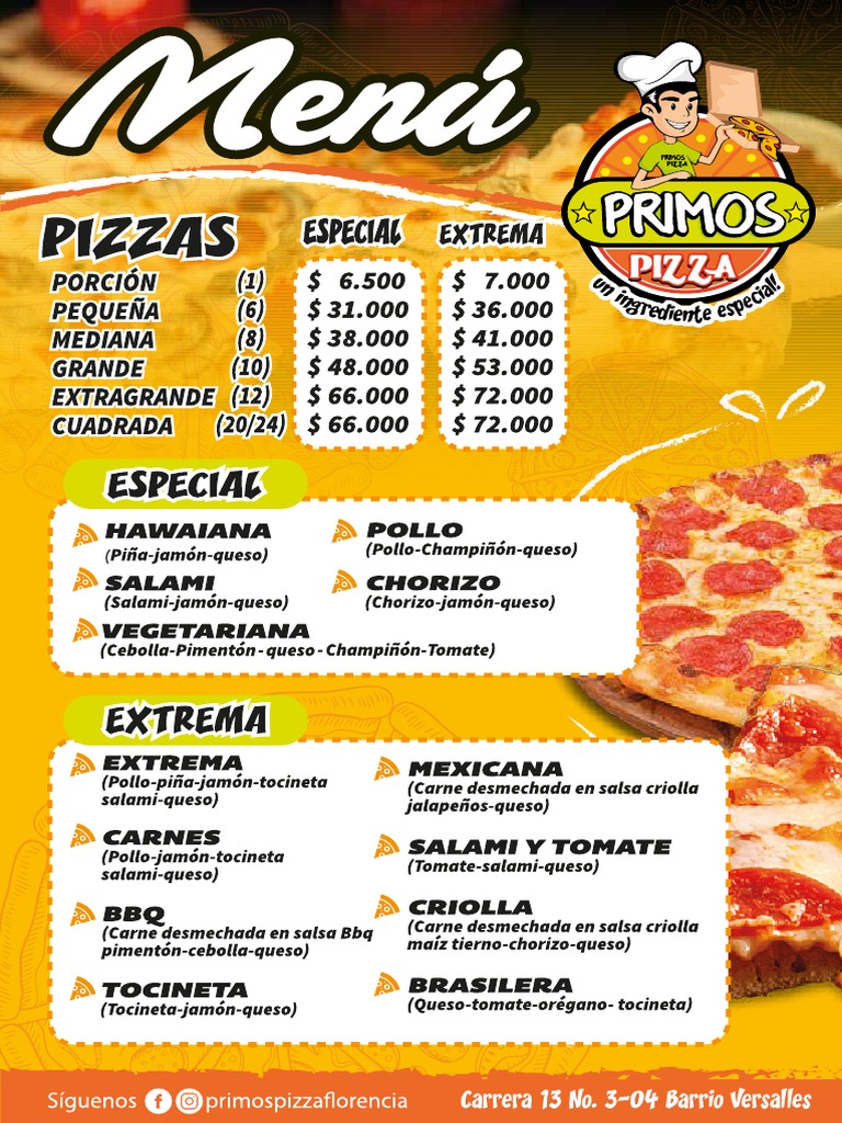 Menu Primos Pizza - 2021-1 | PDF
