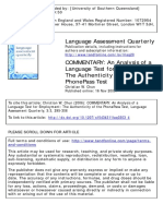 An Analysis of A Language Test For Employment The Authenticity of The Phone Pass Test