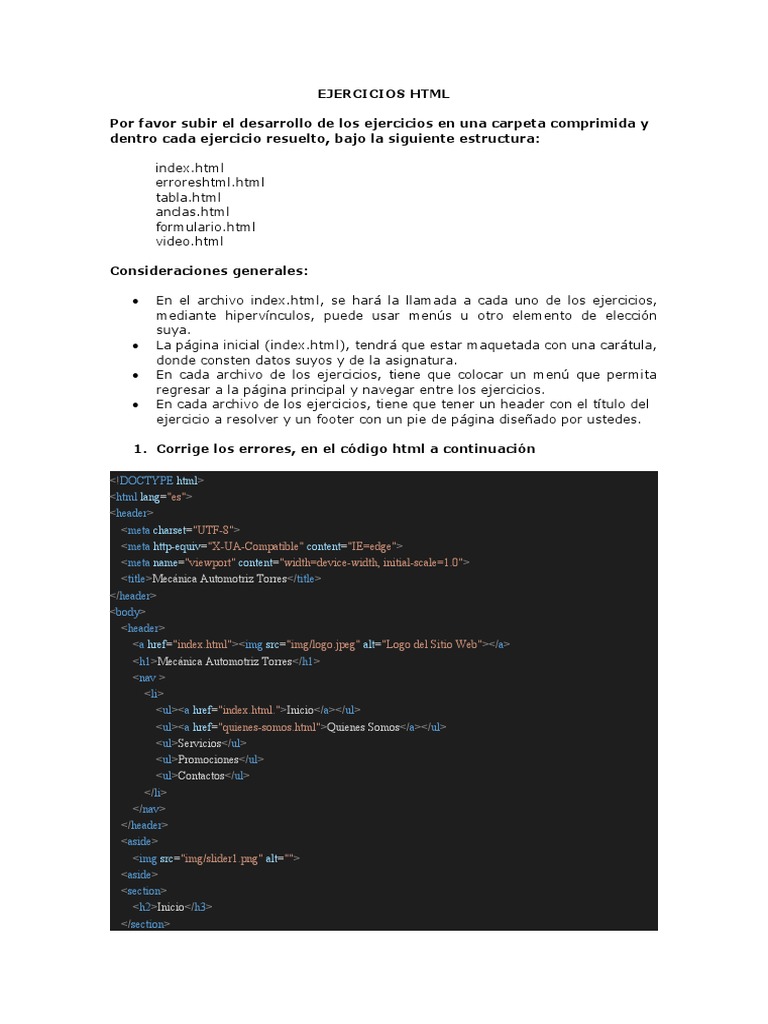 Ejercicios HTML | Descargar gratis PDF | Hipervínculo | Ciencias de la ...