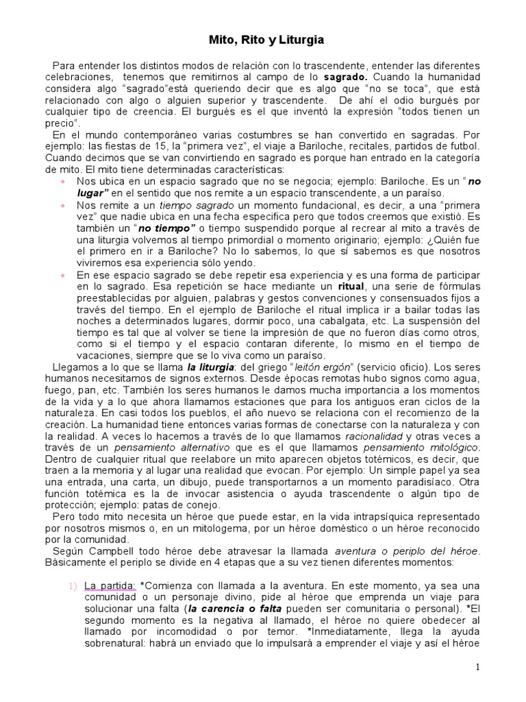 Mitos y Ritos en la Liturgia Sagrada | PDF | Rituales