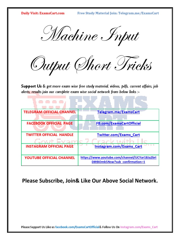 Machine Input Output Exam Cart | PDF | Numbers | Multiplication