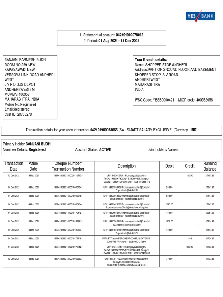 Your Branch Details | PDF | Debits And Credits | Cheque