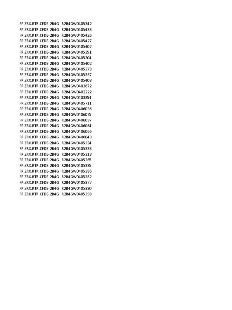 ZRX RTR CFDE 2B4G Model Numbers List | PDF