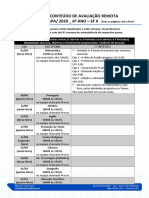 Calendário de provas e avaliações