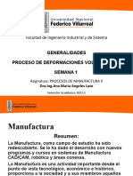 SEMANA 1proceso de Deformaciones Volumetricas PROCESO DE MANUFACTURA II FIIS 2021 1