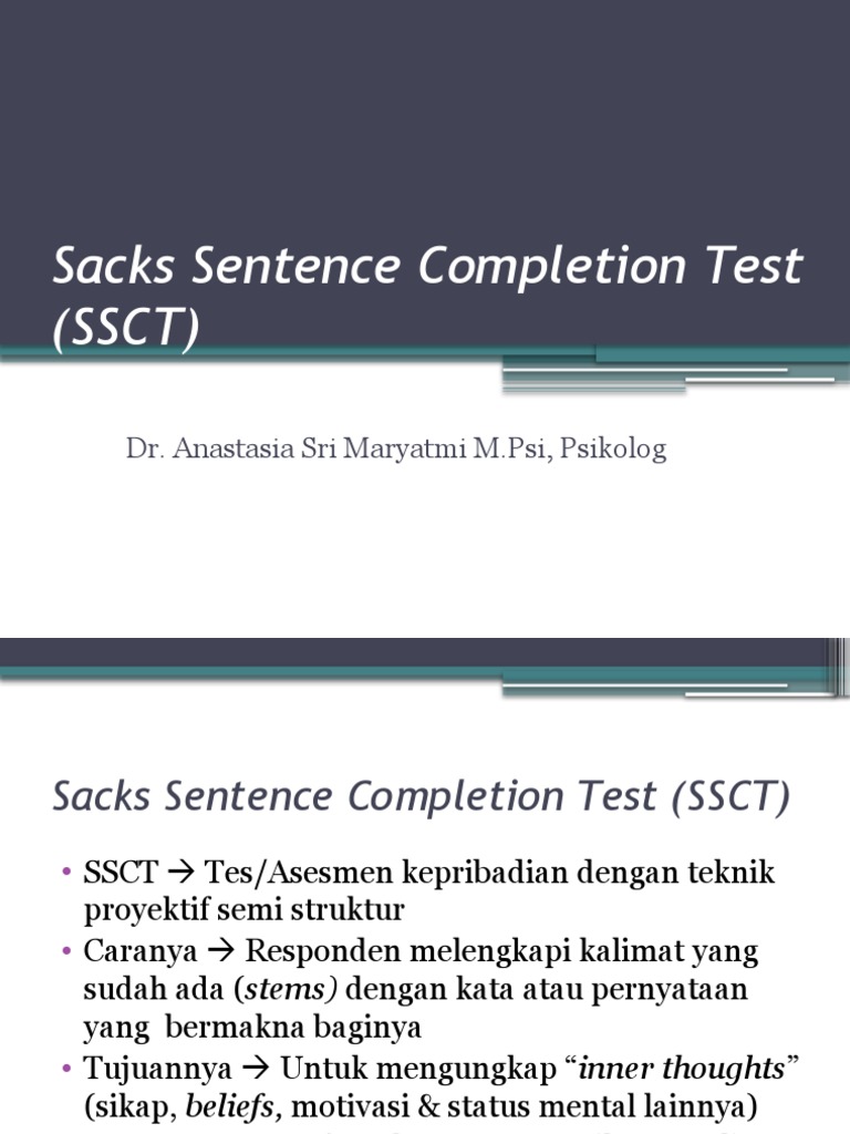 Panduan Lengkap Sacks Sentence Completion Test | PDF