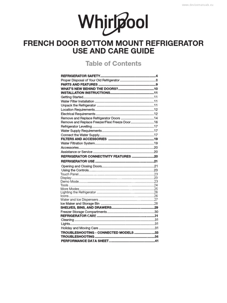 French Door Bottom Mount Refrigerator Use and Care Guide PDF