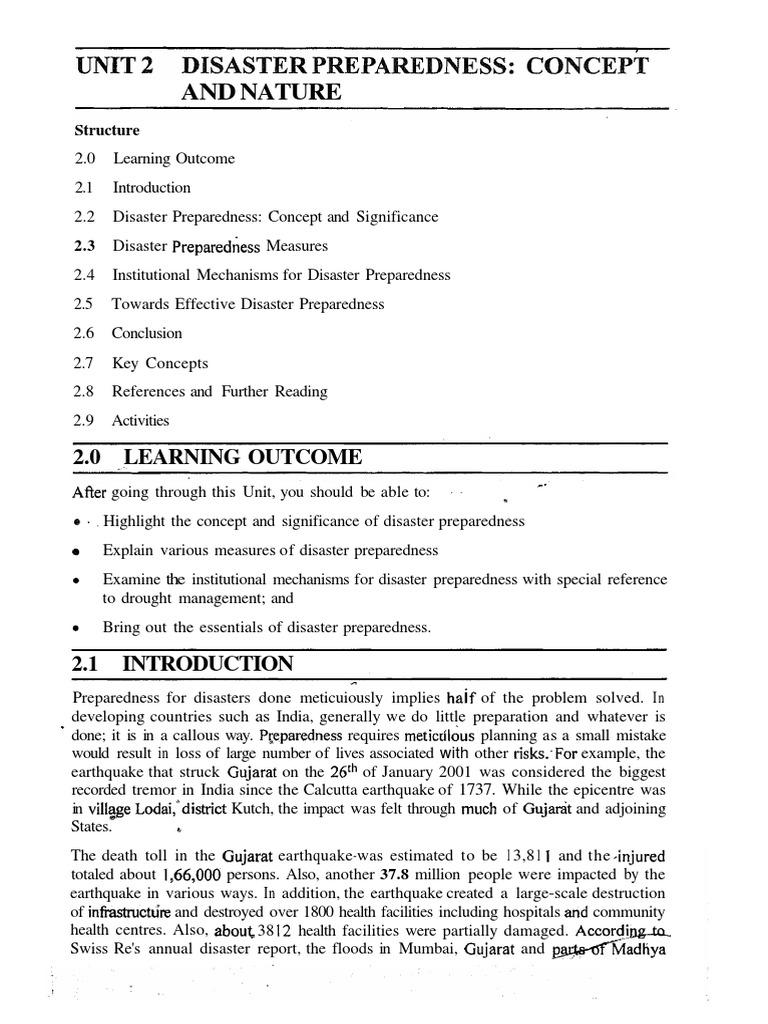 Disaster Preparedness Concept And Nature Pdf Emergency Management