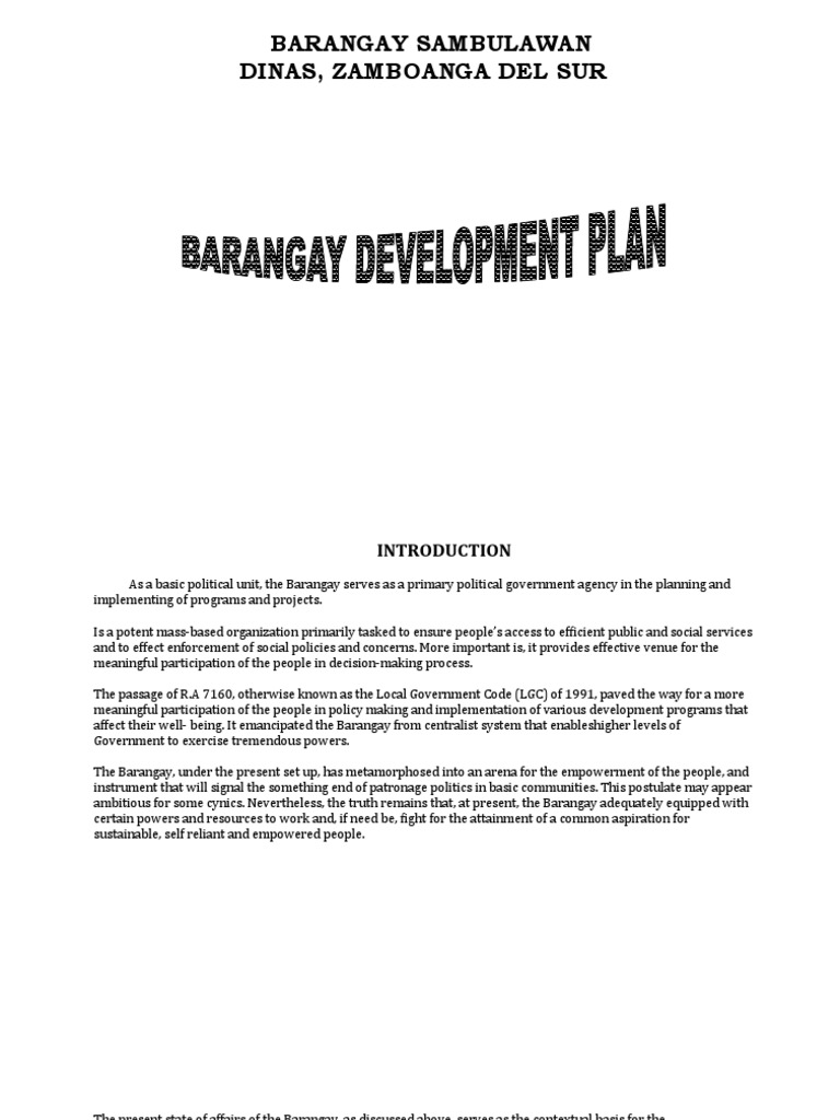 Barangay Development Plan | PDF | Mindanao | Empowerment