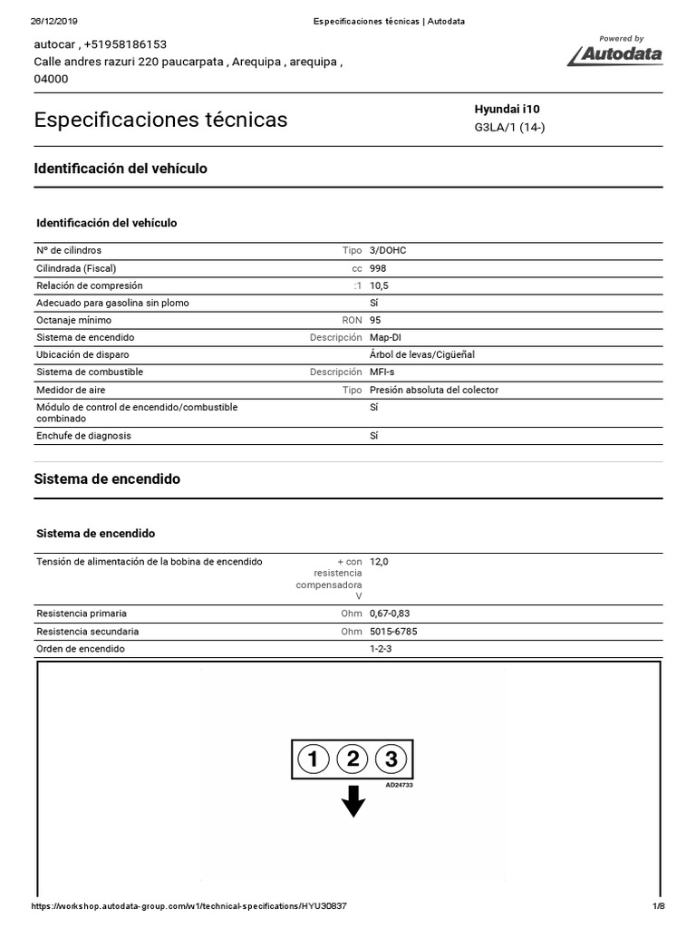 Especificaciones Técnicas - Autodata | PDF | Tornillo | Sistema de ...