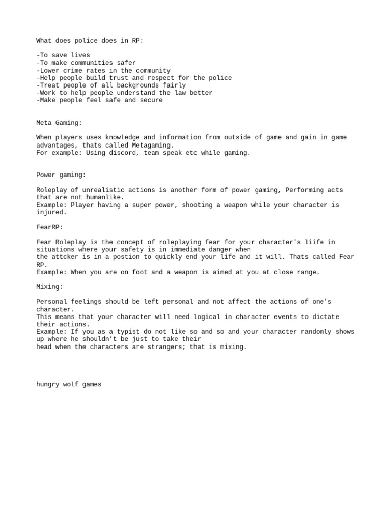 Understanding Fear Roleplay in Grand RP | PDF