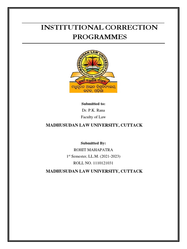 Correctional Programmes in Criminal Justice System | PDF | Prison | Parole