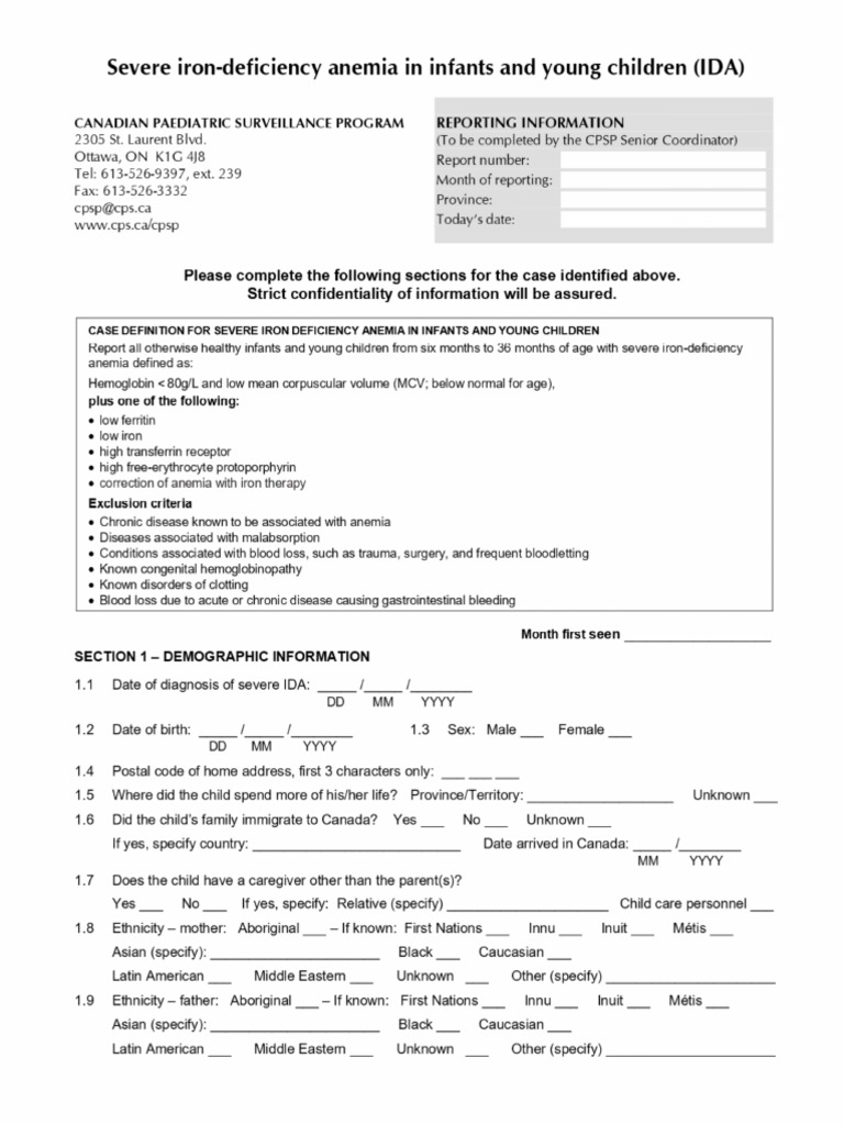 Microsoft Word IDA Doc Iron Deficiency Anemia Questionnaire PDF