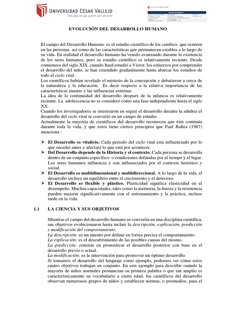 Evolución Del Desarrollo Humano | PDF | Aprendizaje | Adultos