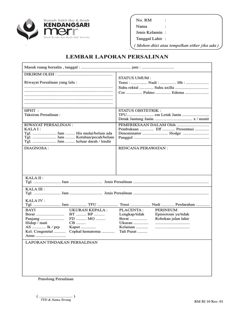 Rm ri 10 lembar laporan persalinan pdf