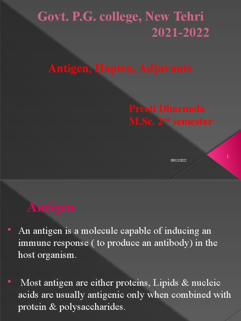 Antigen, Hapten, Adjuvants Prreti PDF Antigen Antibody