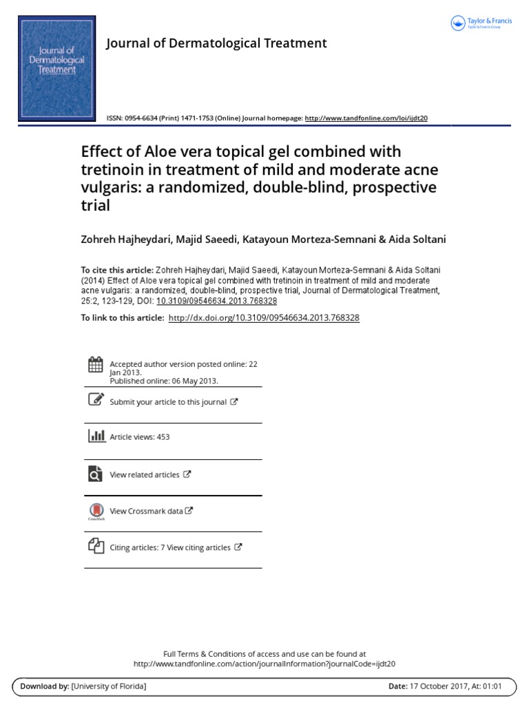 Effect of Aloe Vera Topical Gel Combined With | PDF | Clinical Medicine ...