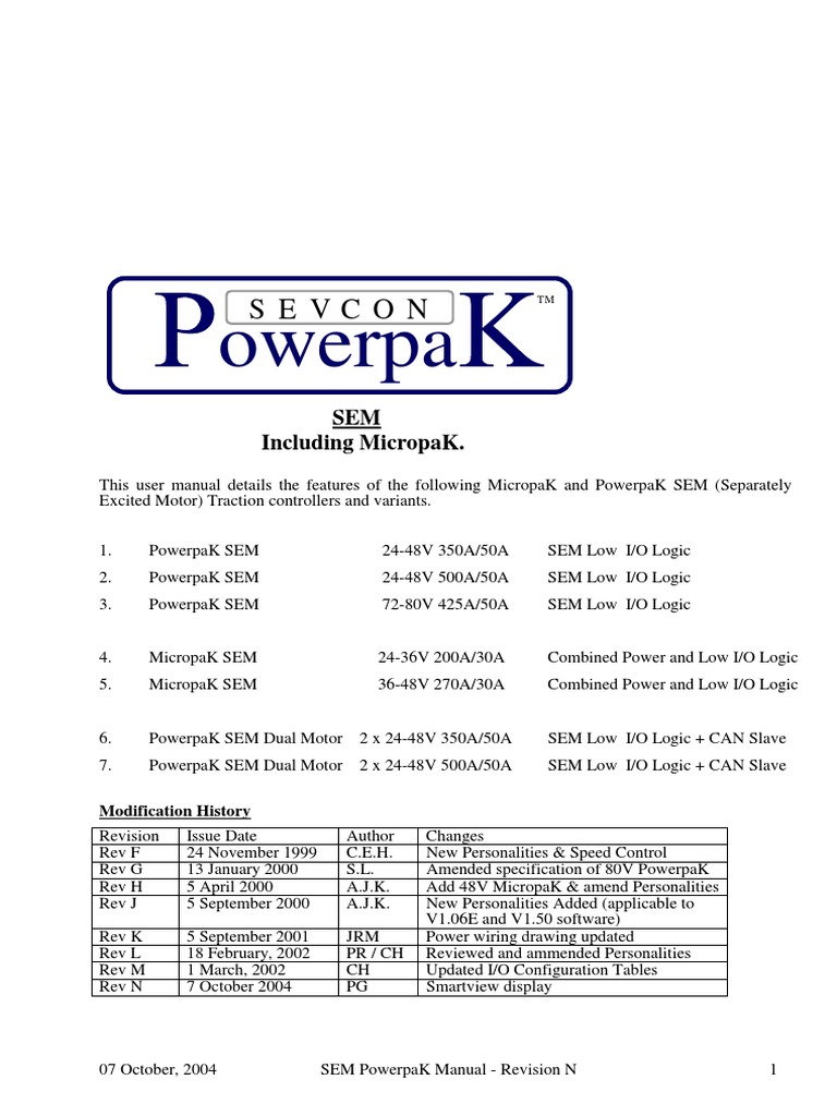 SEM PowerpaK User Manual Overview | PDF | Electric Motor | Electronics
