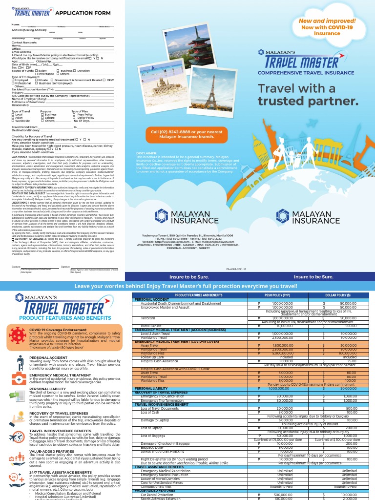 Malayan Travel Insurance Consent Form | PDF | Insurance | Hospital