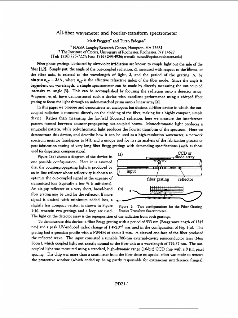 All-Fiber Fourier-Transform Spectrometer | PDF | Optical Fiber | Wavelength