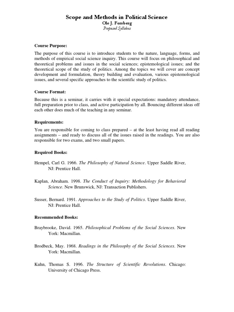 Political Science Methods Syllabus | PDF | Karl Popper | Science