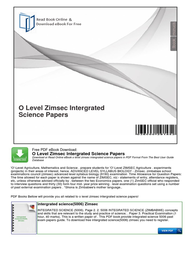 O Level Zimsec Intergrated Science Papers | PDF | Test (Assessment ...