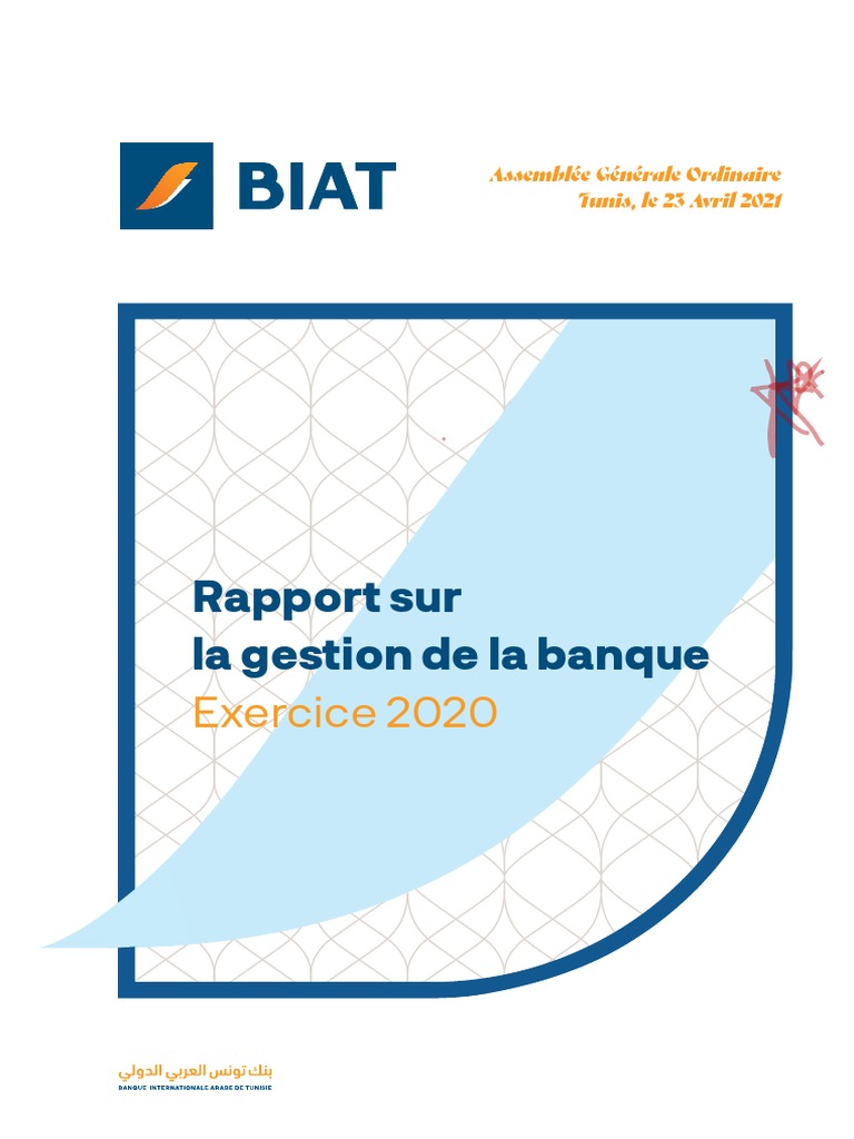 Rapport de Gestion 2020 de la BIAT | PDF | Banques | Responsabilité ...