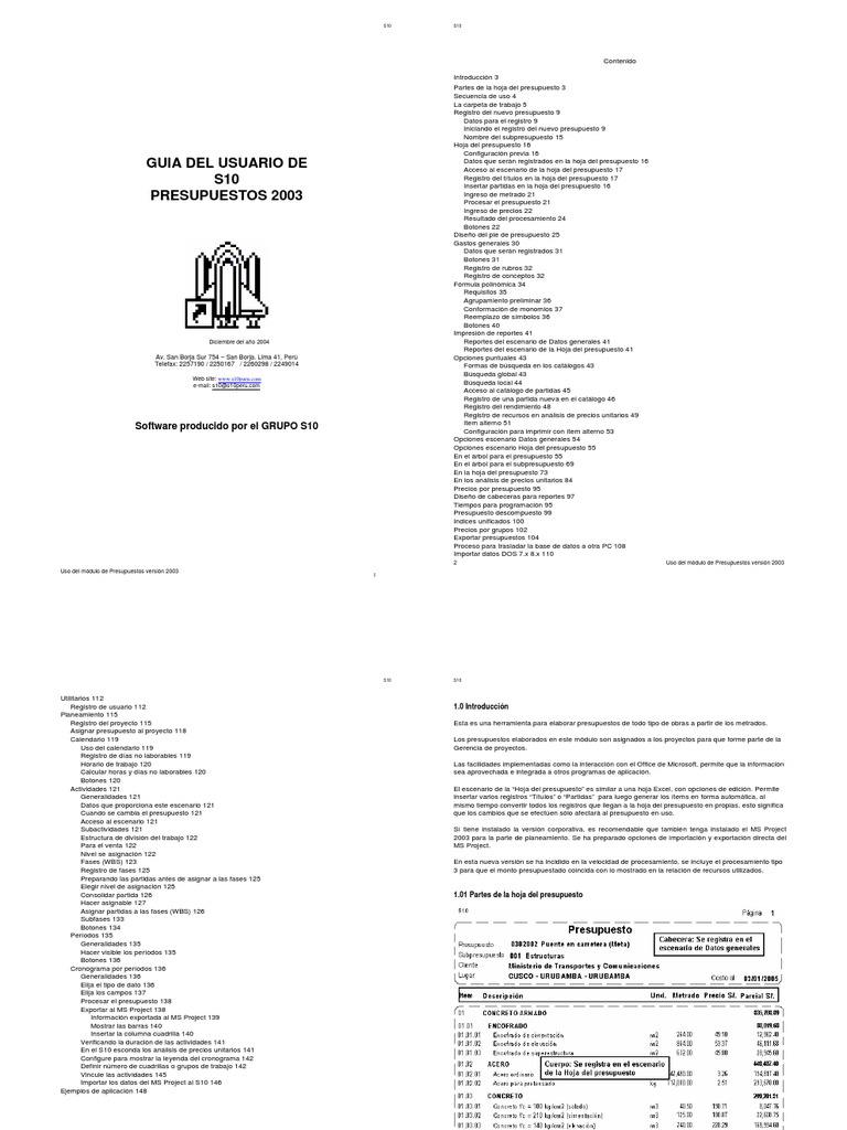 Guía de Uso S10 Presupuestos 2003 | PDF | Point and Click | Presupuesto