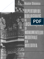 Repertoriul Bibliografic Al Localitatilor Si Monumentelor Medievale Din Moldova