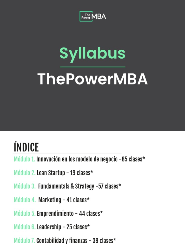 Syllabus+-+ThePowerMBA+2 0+New+Onboarding | PDF | Empresa de inicio ...