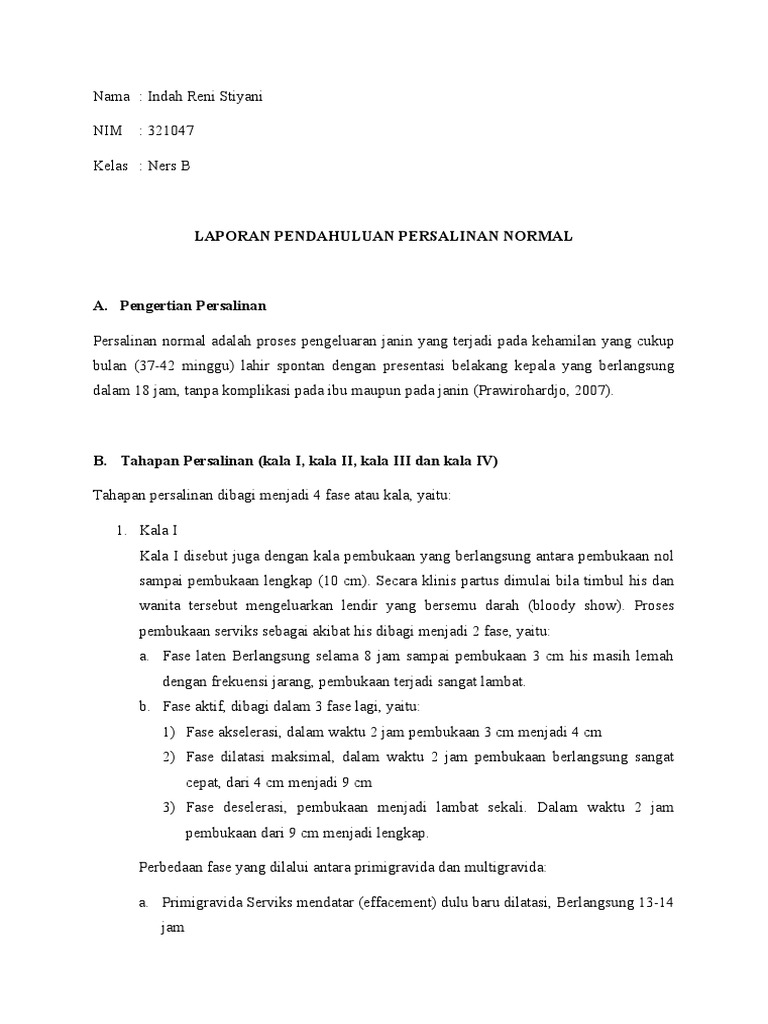 Lp persalinan normal pdf