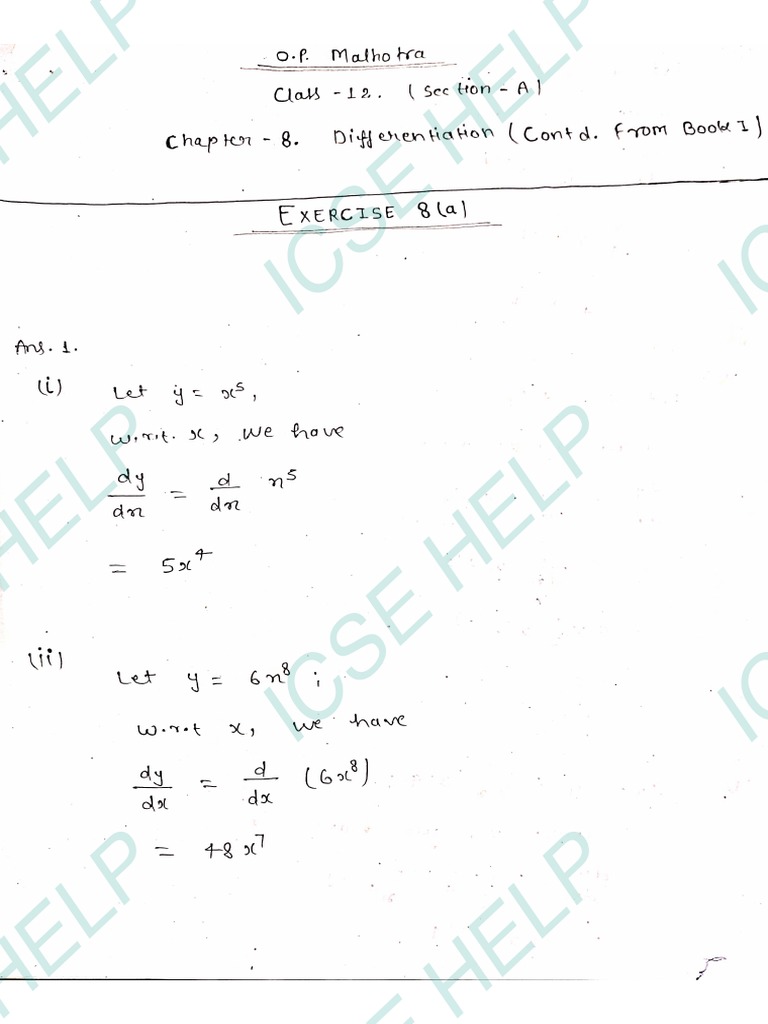 Op Malhotra Class 12 Chapter 8.A | PDF