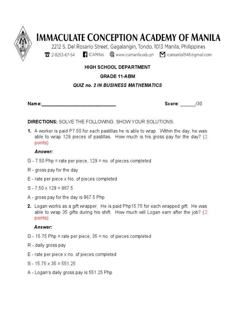 11 ABM Quiz No. 2 PDF Salary Factor Distribution