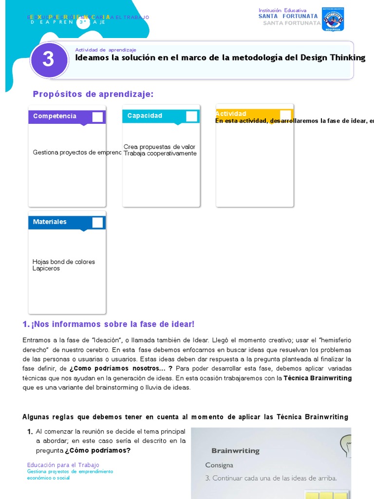 Ideamos La Solución en El Marco de La Metodología Del Design Thinking ...