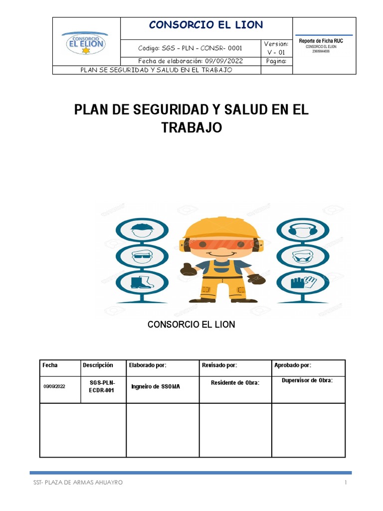 Plan de Seguridad y Salud Laboral | PDF | Seguridad y salud ocupacional ...