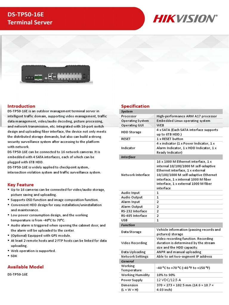 DS-TP50-16E Outdoor Terminal Server | PDF | Graphical User Interfaces ...