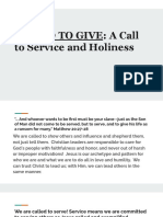 GIFTED TO GIVE - A Call To Service and Holiness