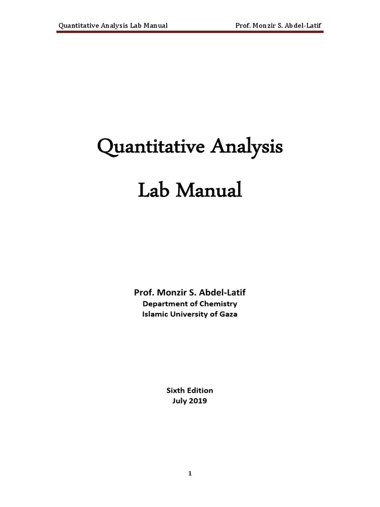 Quantitative Analysis Laboratory Manual PDF Titration Chemistry