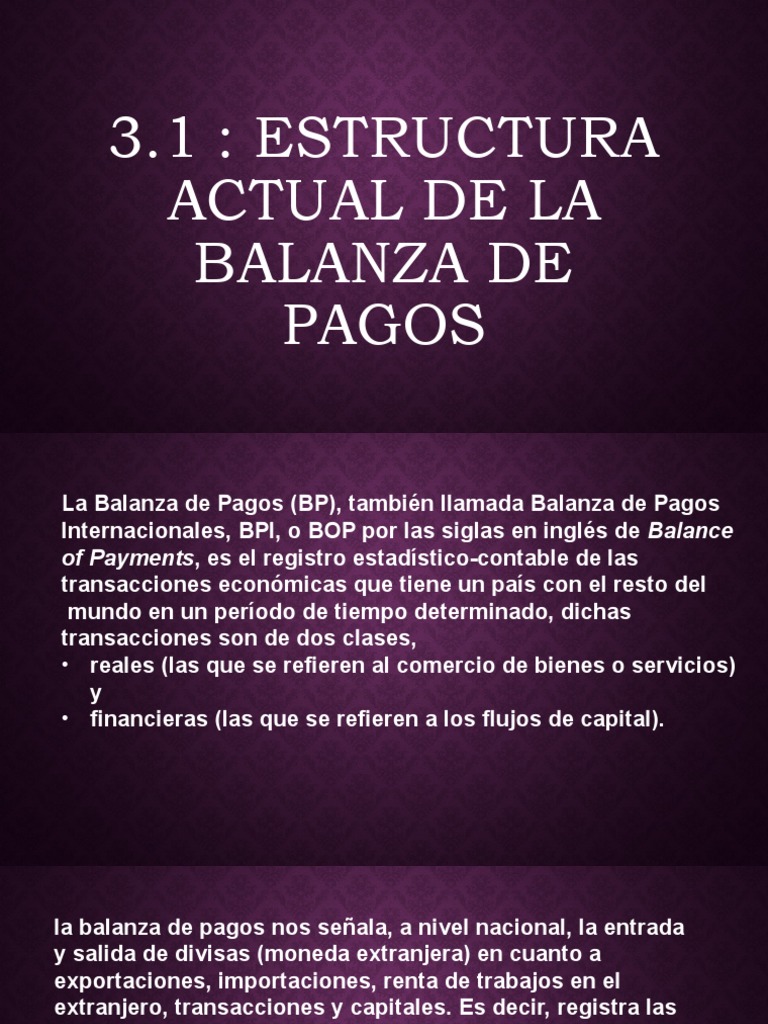 3.1estructura Actual de La Balanza de Pagos | PDF | Balance de pagos ...
