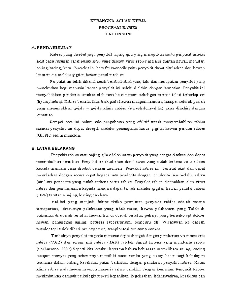 Program Penanganan Rabies 2020 | PDF