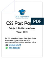 CSS 2021 Pakistan Affairs Past Paper