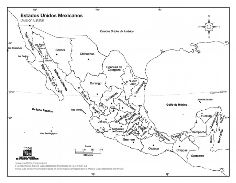 Mapa de México Con División Política Con Nombres | PDF