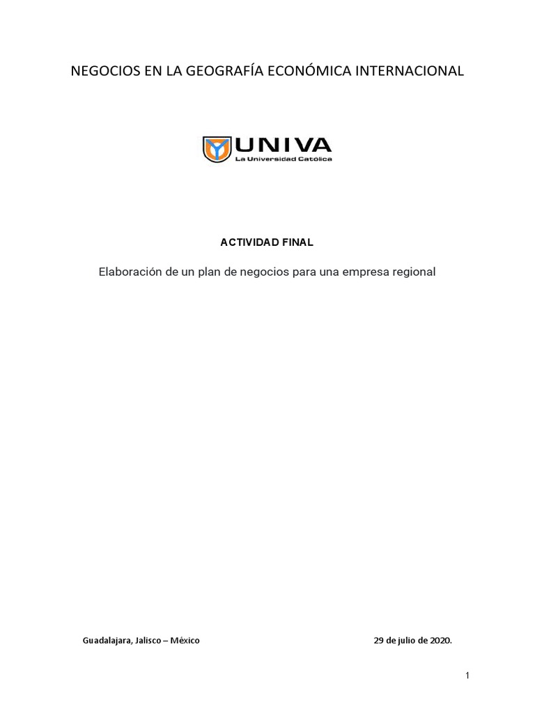 Elaboración de Un Plan de Negocios para Una Empresa Regional | PDF ...